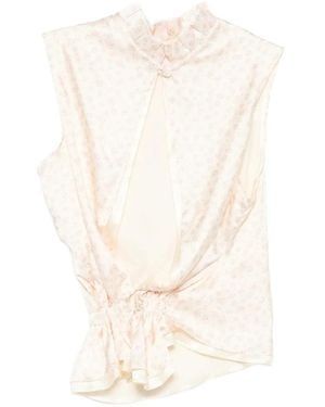 August Barron Top Con Motivo Floral - Blanco