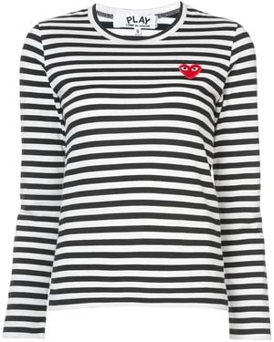 COMME DES GARÇONS PLAY Maglietta di cotone a strisce di comme des garcons - Nero