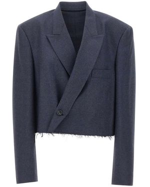 MM6 by Maison Margiela Raw-Cut Cropped Blazer - Blue