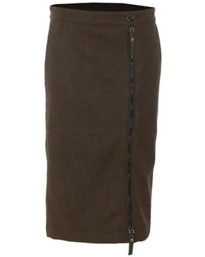 Pinko Asymmetric-Zip Leather Skirt - Brown