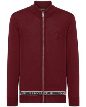 Billionaire Logo-Embroidered Zip-Up Jumper