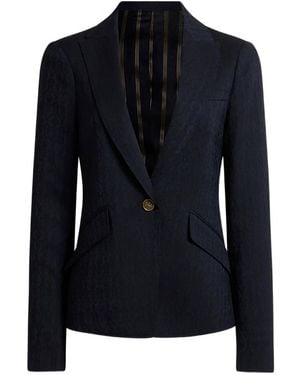 Etro Single-Breasted Wool Jacquard Jacket - Blue