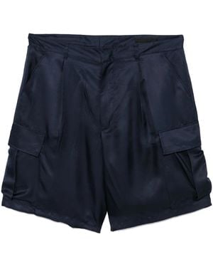 Prada Short En Soie À Poches Cargo - Bleu