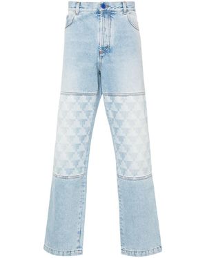 Marcelo Burlon Cross-Print Straight-Leg Jeans - Blue