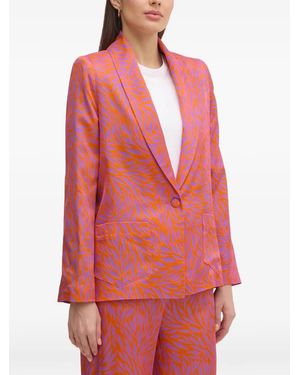 La Petite Francaise Vernon Leaf-Print Blazer - Red