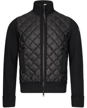 Moncler Cardigan À Empiècement Matelassé - Noir