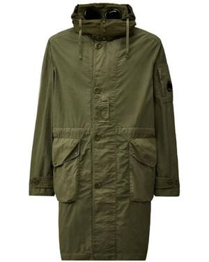 C.P. Company Goggle-Detail Hooded Parka - Green