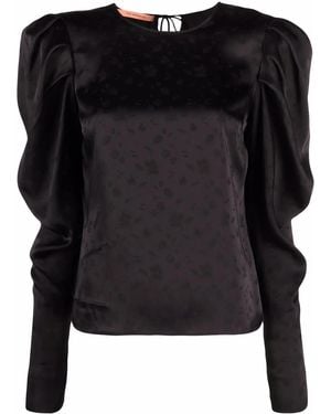 ANDAMANE Blusa de manga farol - Negro
