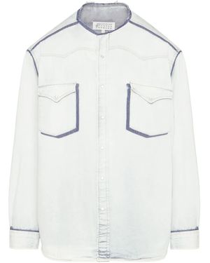 Maison Margiela Camicia Denim Senza Colletto - Blu