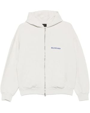 Balenciaga Kapuzenjacke Mit Logo-Stickerei - Weiß