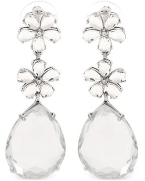 Self-Portrait Crystal-Flower Tiered Earrings - White
