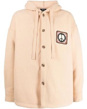 FIVE CM Crochet-Detail Buttoned-Up Hoodie - Natural