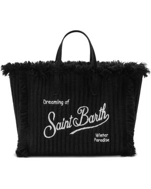 Mc2 Saint Barth Logo Ribbed Tote Bag - Black