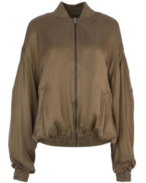 A PAPER KID Floral-Appliqué Bomber Jacket - Brown