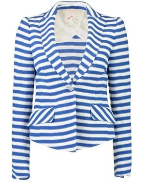 Maison Common Striped One-Button Jacket - Blue