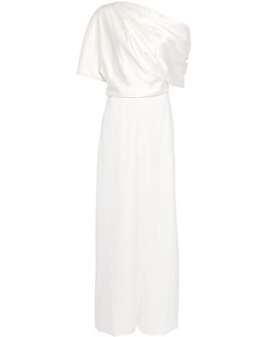 Amsale Draped Wide-Leg Jumpsuit - White