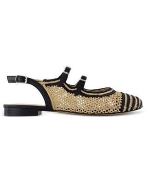 CAREL PARIS Balma Pumps mit Schnalle aus Raffiabast - Weiß