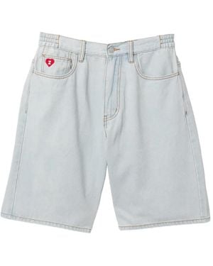 AAPE BY A BATHING AP Logo-Patch Denim Shorts - Blue