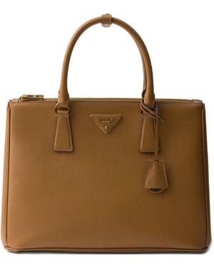 Prada Petit Sac Cabas Galleria En Cuir - Brown