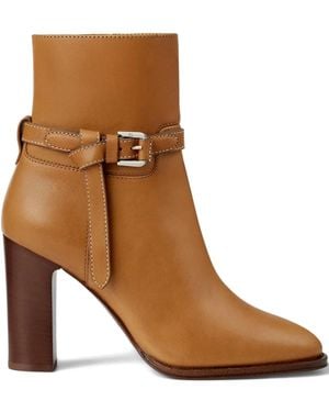 Ralph Lauren 90Mm Donnely Buckle-Detail Ankle Boots - Brown