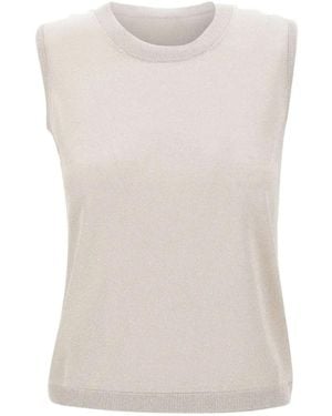 Gran Sasso Ribbed-Knit Lurex Top - White