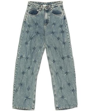 Erika Cavallini Semi Couture Distressed-Effect Wide-Leg Jeans - Blue