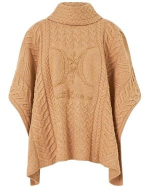 CAMILLA Funnel-Neck Knit Poncho - Natural