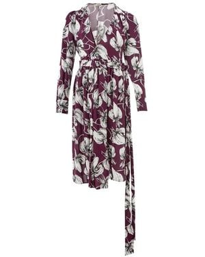 Lardini Floral-Print Asymmetrical Dress - White