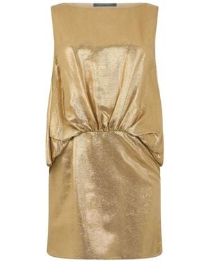 Alberta Ferretti Draped Sleeveless Mini Dress - Natural