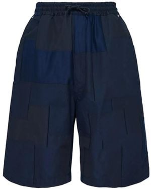 Comme des Garçons Patchwork Drawstring Shorts - Blue