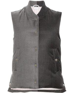 Thom Browne Baseball-Collar Wool Gilet - Grey