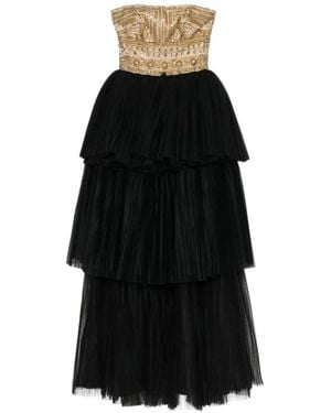 Naeem Khan Beaded-Bodice Layered Gown - Black