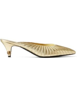 Versace Gianni Metallic-Nappa Mules 55 Mm - Natural
