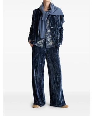 Biancalancia Crushed-Velvet Blazer - Blue