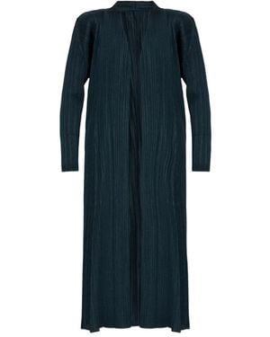 Pleats Please Issey Miyake Pleated Long-Sleeve Coat - Blue