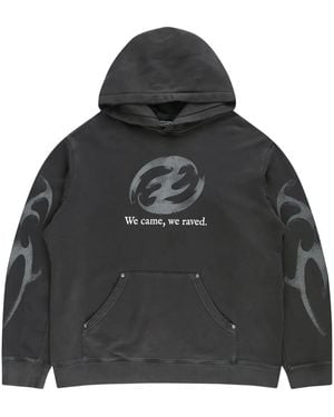 CEEC Distressed-Effect Printed Hoodie - Black