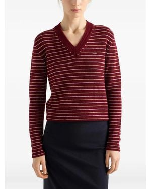 Prada Cashmere V-Neck Jumper - Red