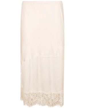 Gold Hawk Lace-Trim Silk Skirt - White