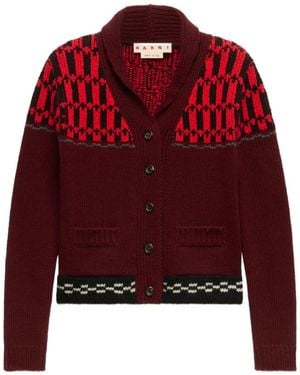 Marni Gebreid Vest Met Jacquard - Rood