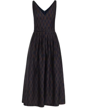 Oscar de la Renta Argyle Silk Twill Midi Dress - Black