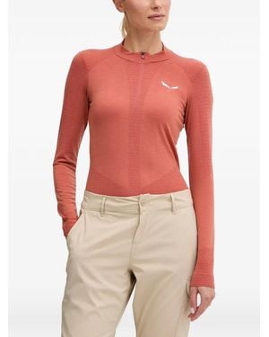Salewa Zebru Half-Zip T-Shirt - Red