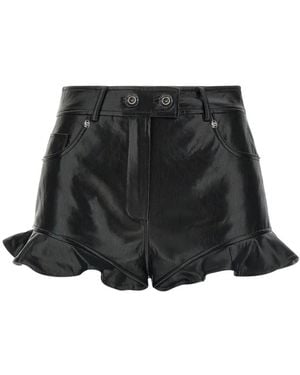 Self-Portrait Faux Leather Shorts - Black