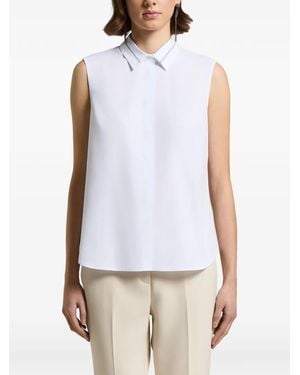 Peserico Point-Collar Sleeveless Shirt - White