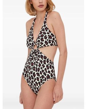MICHAEL Michael Kors Leopard-Print Cutout Swimsuit - Natural