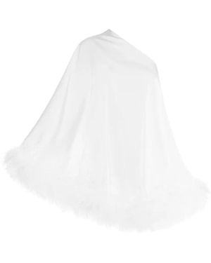 MATTERS STORE Aurora One-Shoulder Feathered-Trim Mini Dress - White