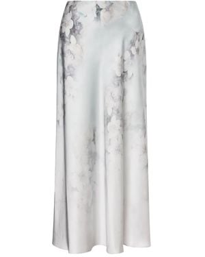 Alberta Ferretti Satin Midi Skirt - White