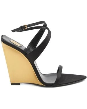 Saint Laurent Salomé Wedge Sandals - Black
