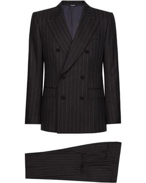 Dolce & Gabbana Sicilia-Fit Double-Breasted Suit - Black
