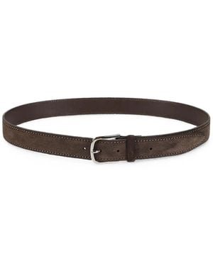 Orciani Suede-Finish Topstitched Belt - White
