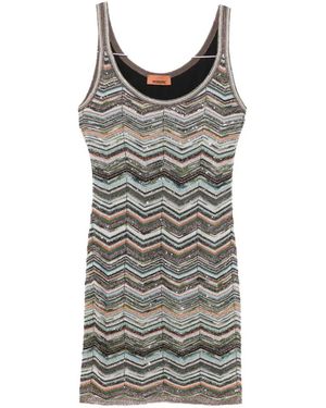 Missoni Zigzag-Knit Mini Dress - Grey
